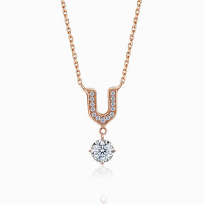 U Shaped Diamond Necklace in Rose Gold | Saratti