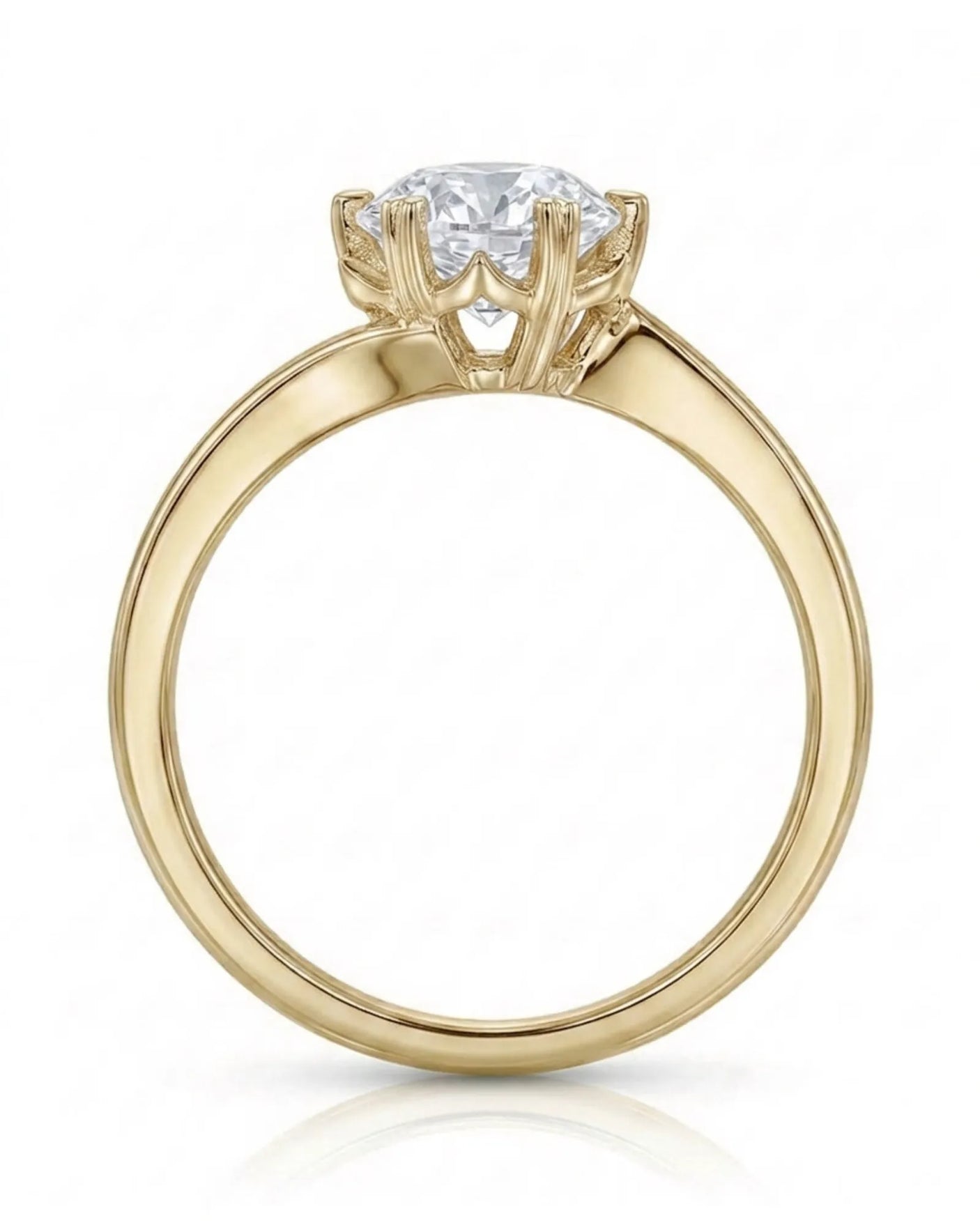 Camille – Natural Round Diamond Snowflake Twisted-Shank Engagement Ring