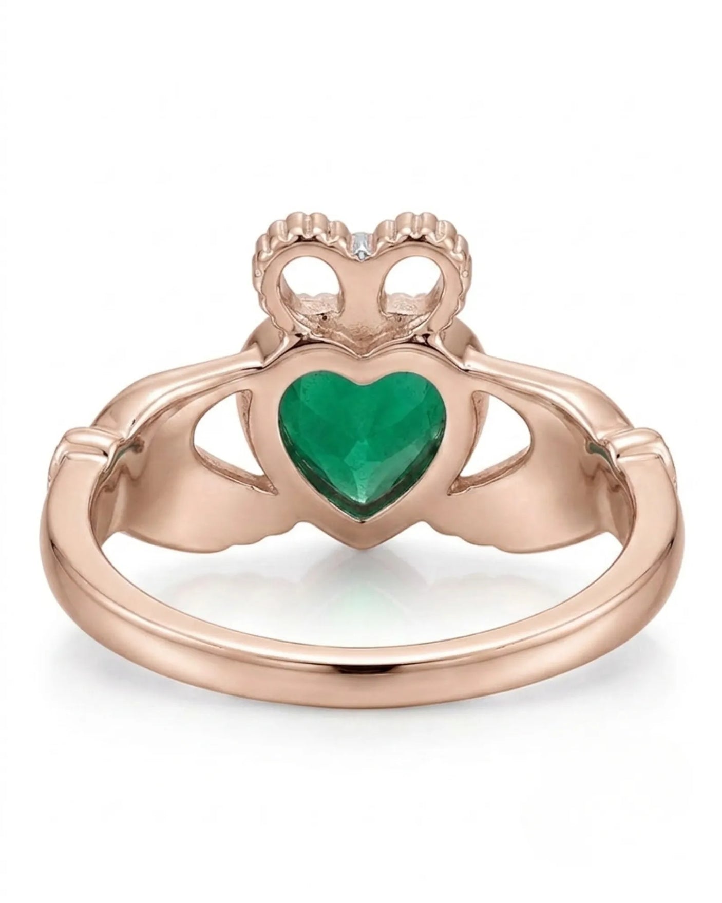 Coronet Heart Emerald Claddagh Ring