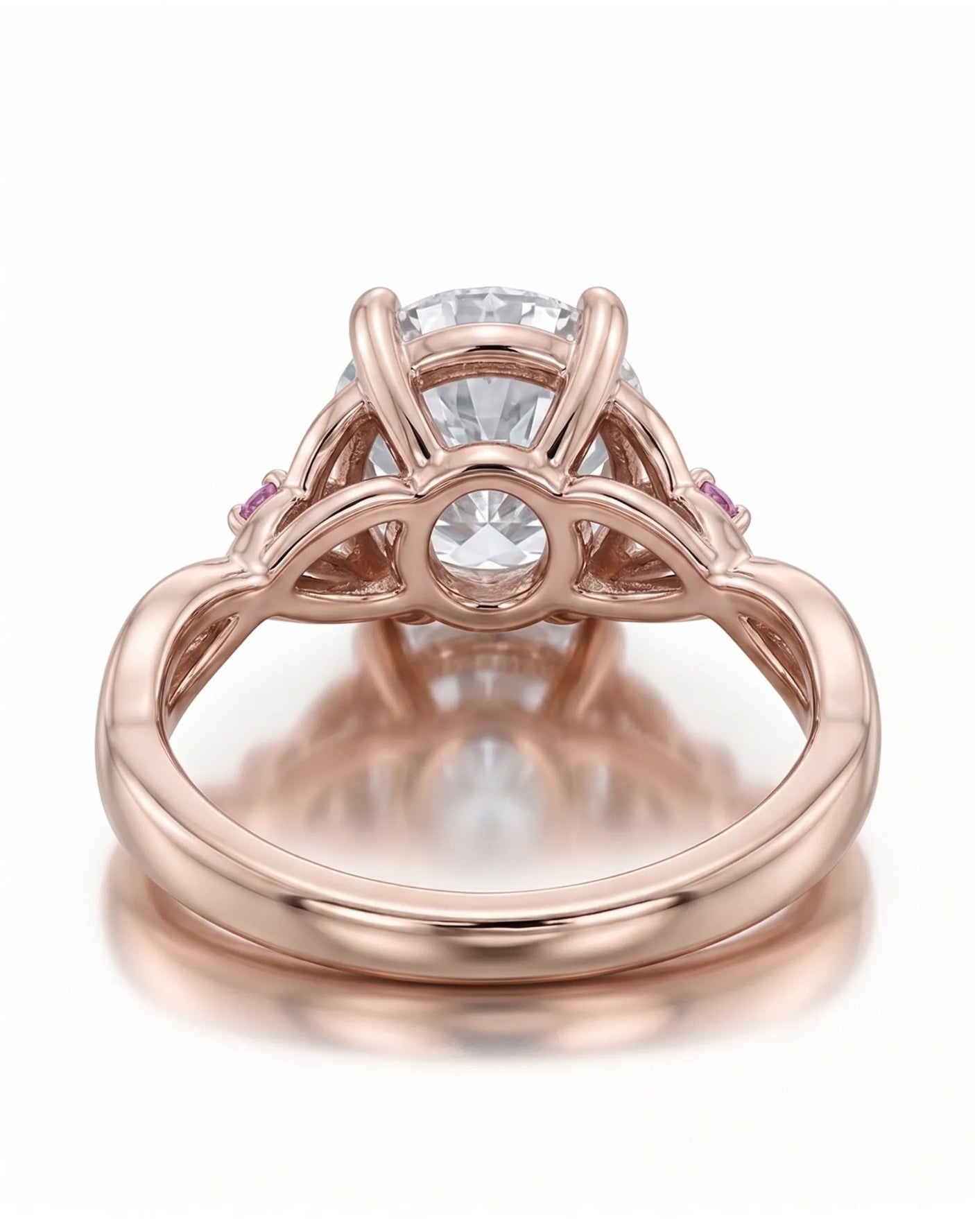 Regina – Natural Round Diamond & Ruby Celtic Knot Engagement Ring