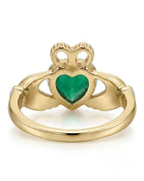 Coronet Heart Emerald Claddagh Ring