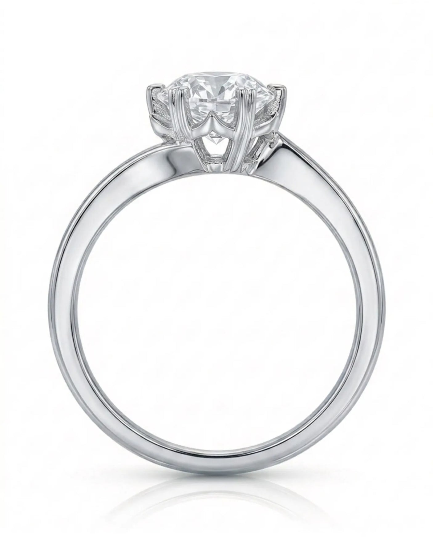 Camille – Natural Round Diamond Snowflake Twisted-Shank Engagement Ring