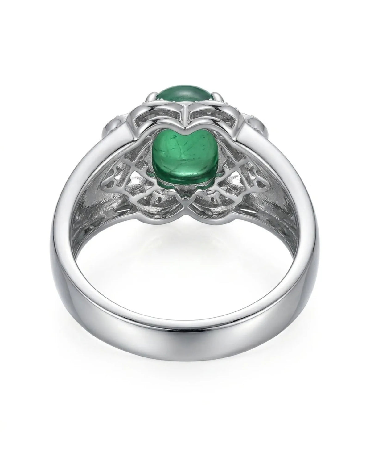 【Ships Fast】PT900 Sugarloaf Emerald Diamond Cluster Ring