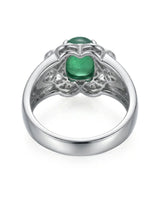 【Ships Fast】PT900 Sugarloaf Emerald Diamond Cluster Ring