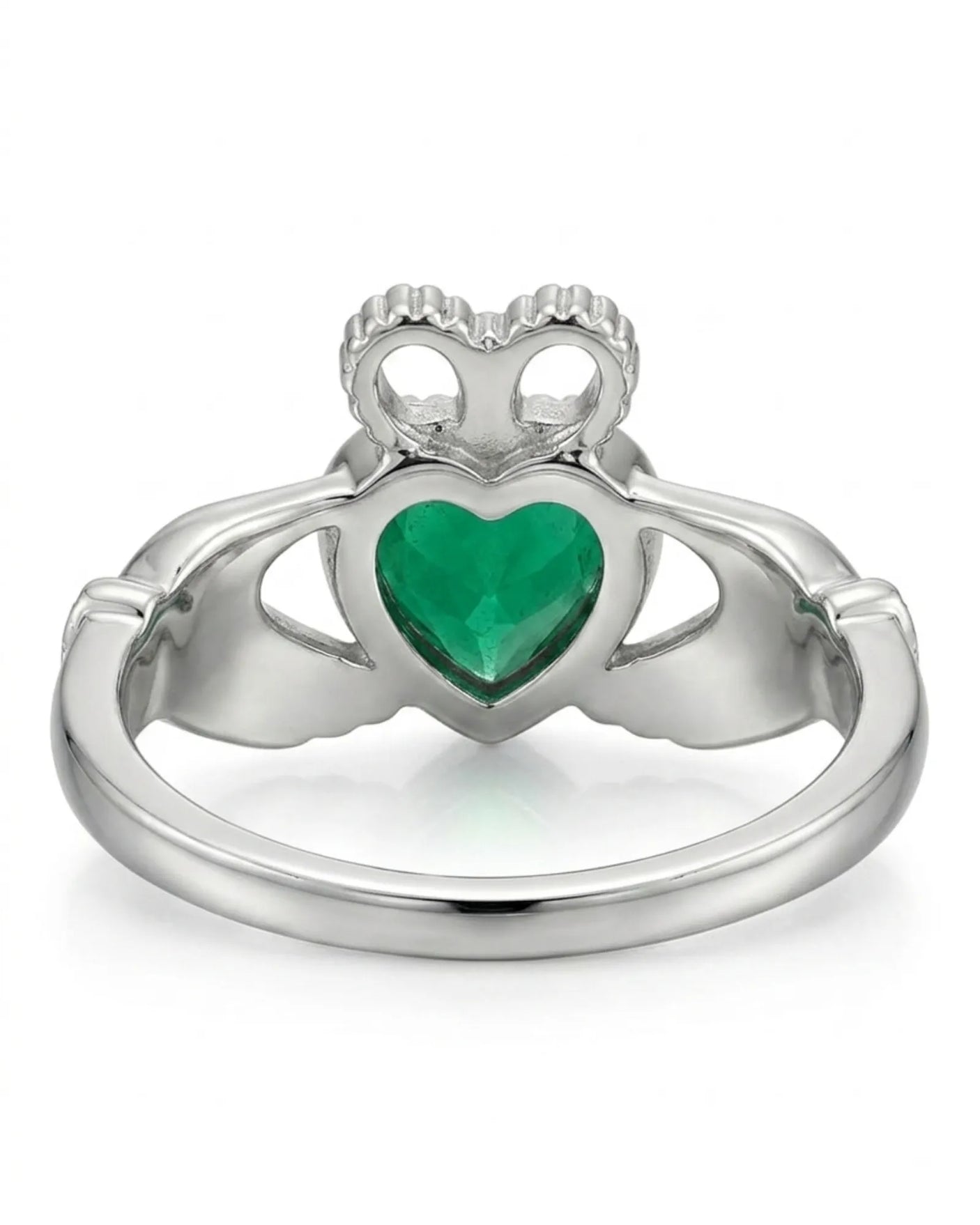 Coronet Heart Emerald Claddagh Ring