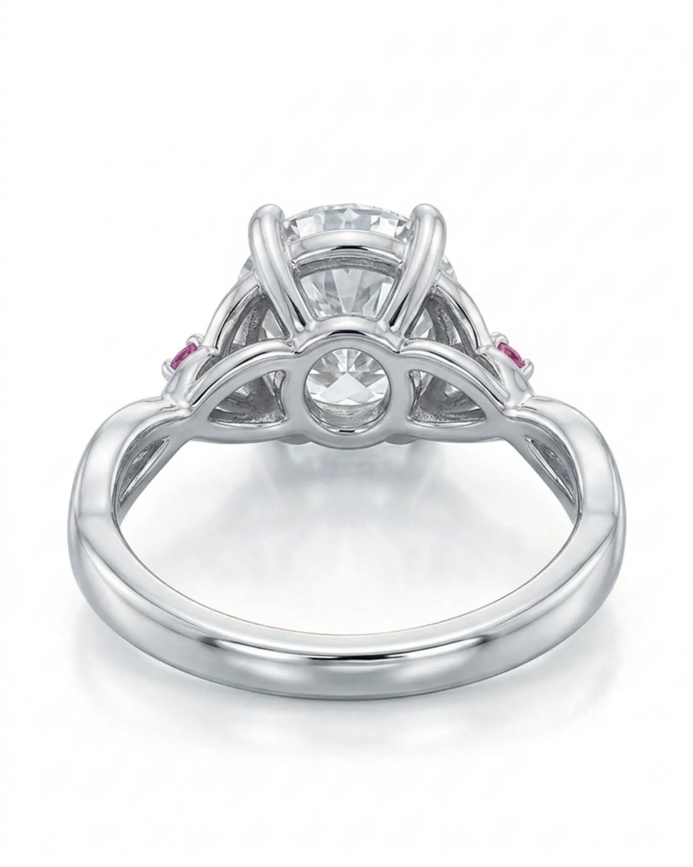Regina – Natural Round Diamond & Ruby Celtic Knot Engagement Ring