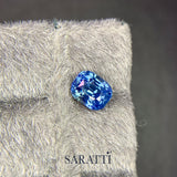 Unheated Natural blue sapphire cushion brilliant faceting detail | SARATTI