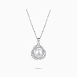 Akoya Pearl Necklace with Diamonds in White Gold