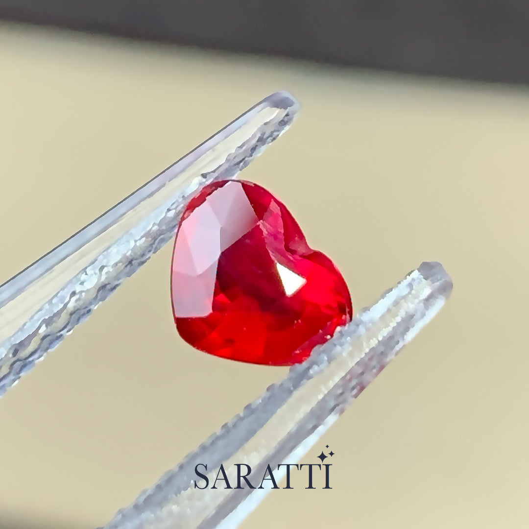 Untreated Natural ruby heart vivid red gemstone | SARATTI