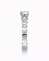 Venti Anima Gemella II natural diamond engagement ring side profile with geometric hexagonal band in Platinum | SARATTI