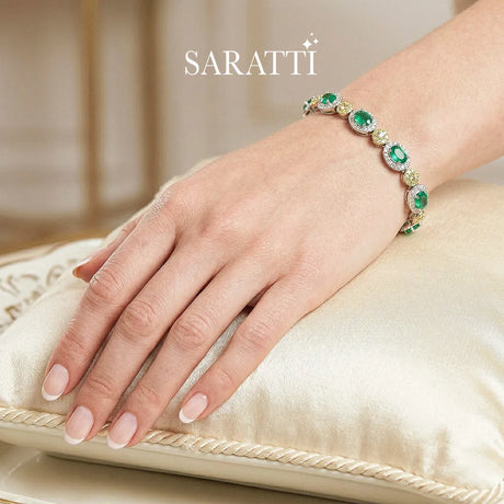 Verdant Dream rich green emerald bracelet in sterling silver | SARATTI
