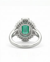 Verdant Orbit Natural Emerald & Diamond Halo Ring White Gold