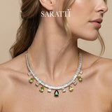 Verdant Solstice natural peridot necklace in yellow gold tone | SARATTI
