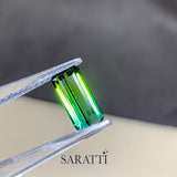 Vertical emerald cut Natural bi-color tourmaline loose stone | SARATTI