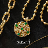 Emerald Rosette - Natural Emerald & Diamond Pendant