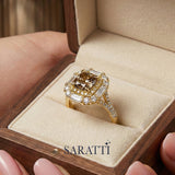 Coffee Diamond Split Shank Ring 2 in 1