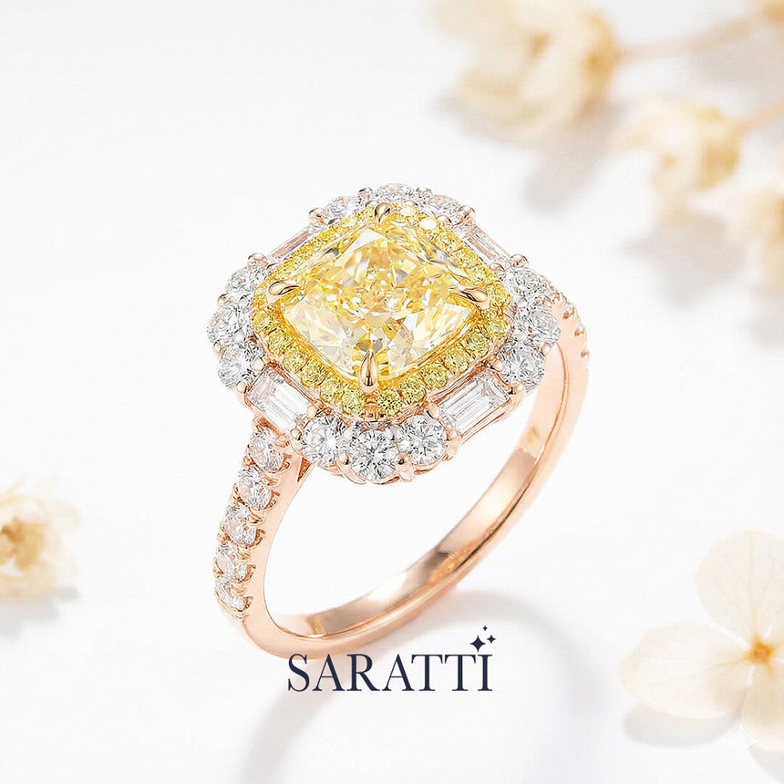 18K Rose Gold Ring on Floral Background | SARATTI