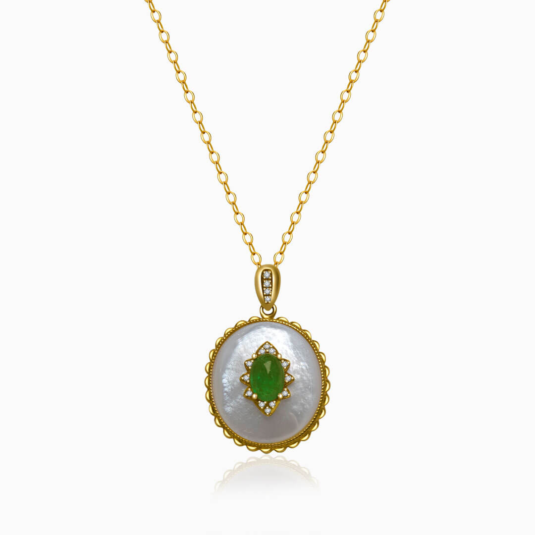 18K Gold Emerald Necklace | Saratti Jewelry