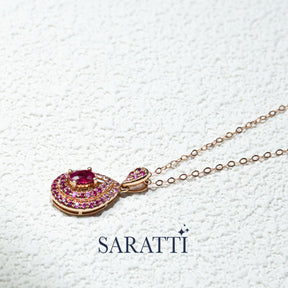Dainty Chain of the Mogok Rose Red Ruby Pendant | Saratti Fine Jewelry 