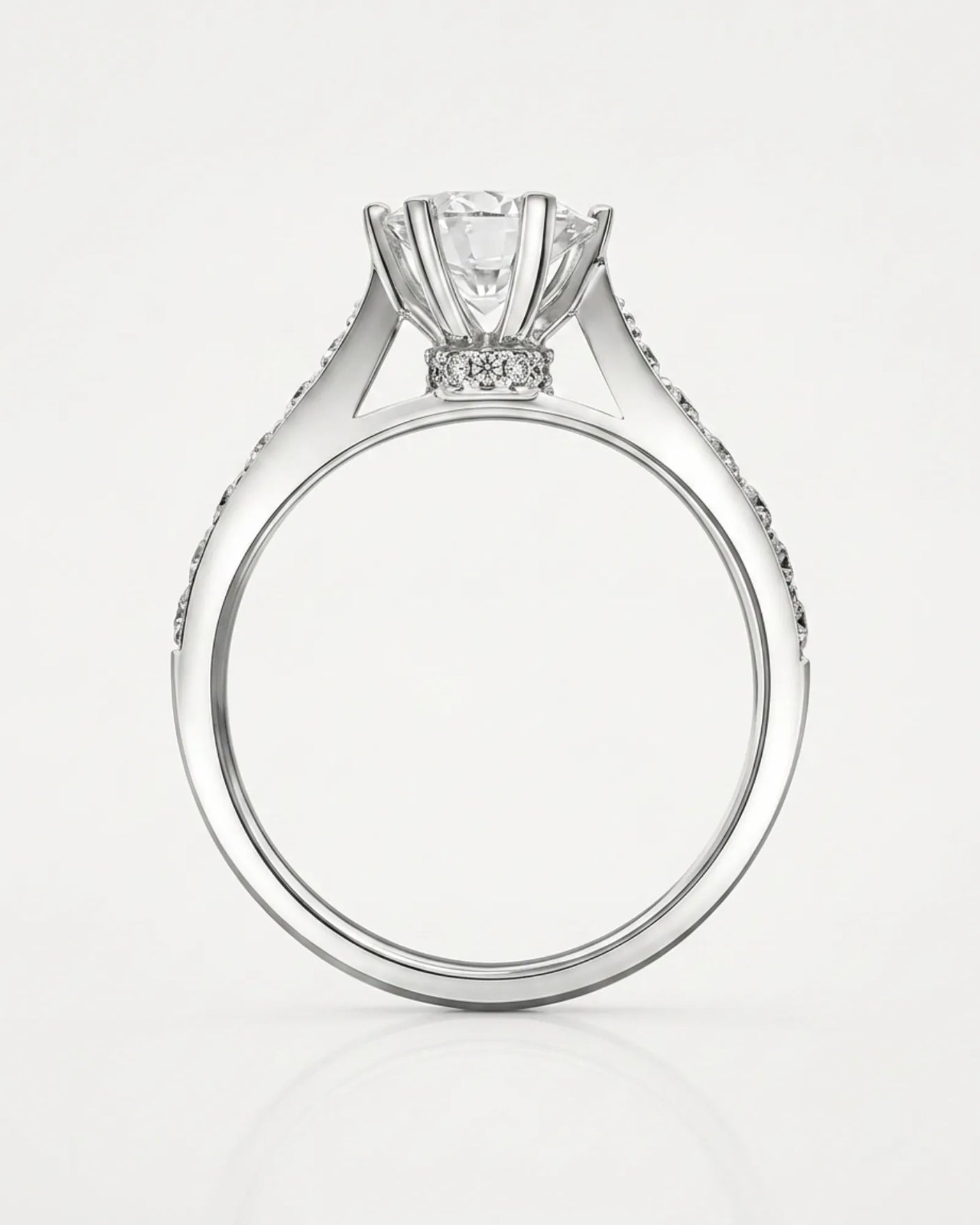 Vintage-inspired platinum moissanite engagement ring for a refined timeless proposal | SARATTI