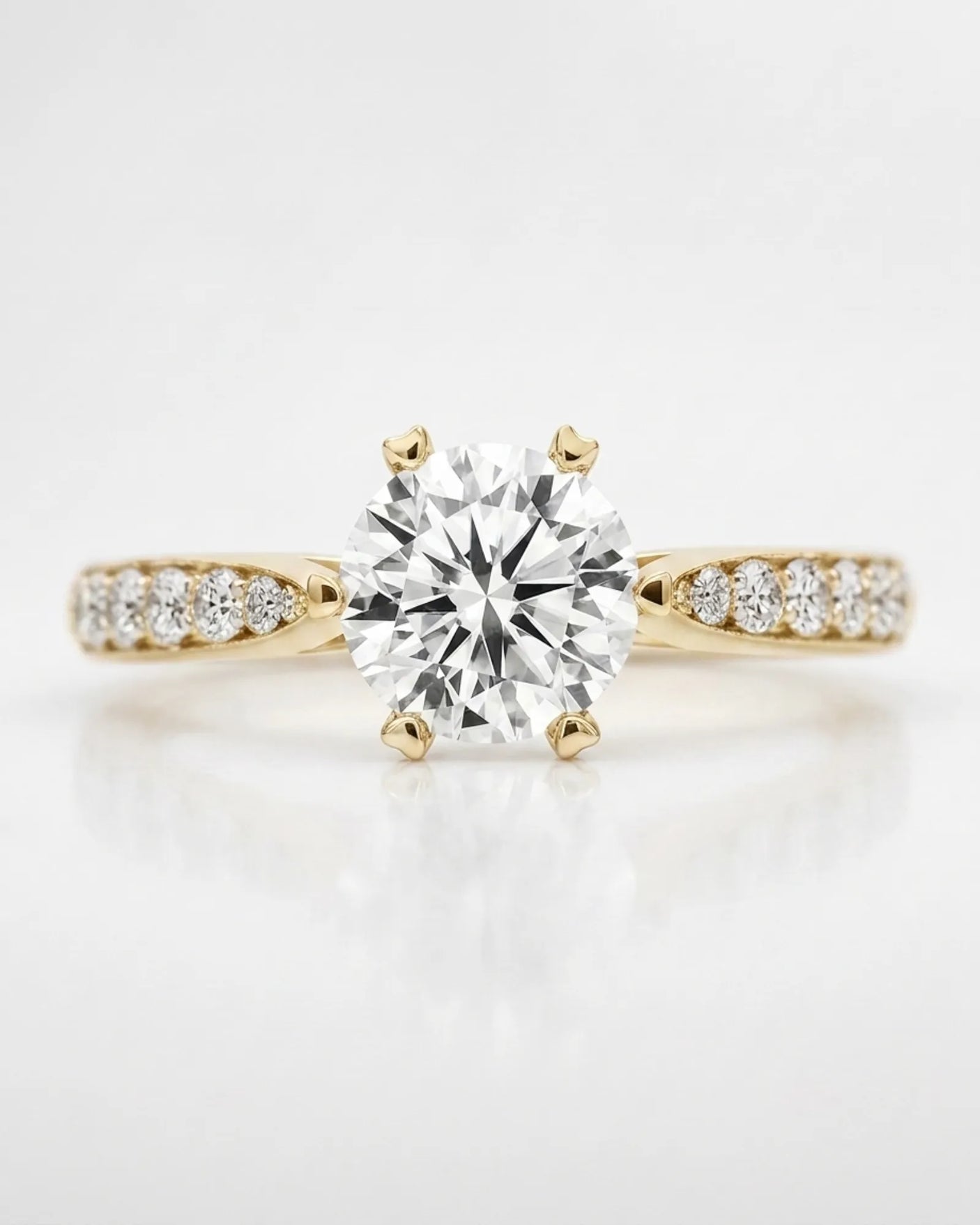 Vintage-inspired yellow gold moissanite engagement ring for a meaningful romantic proposal | SARATTI