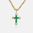 Natural Emerald and Diamonds Cross Necklace | Vintage Inspired Necklace - SARATTI