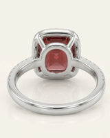 Vintage inspired Asscher cut tourmaline engagement ring in 18K white gold | SARATTI