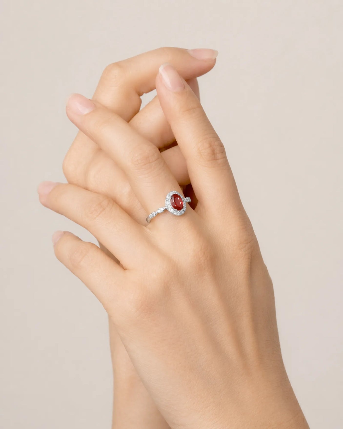 Vintage ruby halo ring natural diamonds platinum | SARATTI
