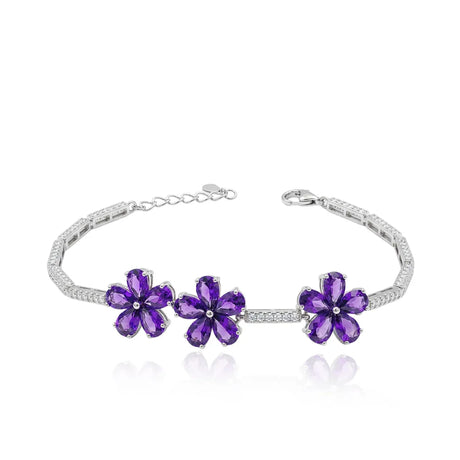 Violet Bloom natural amethyst bracelet front view | SARATTI