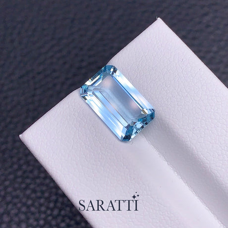 Vivid Blue Aquamarine Brilliant Step Cut Gemstone