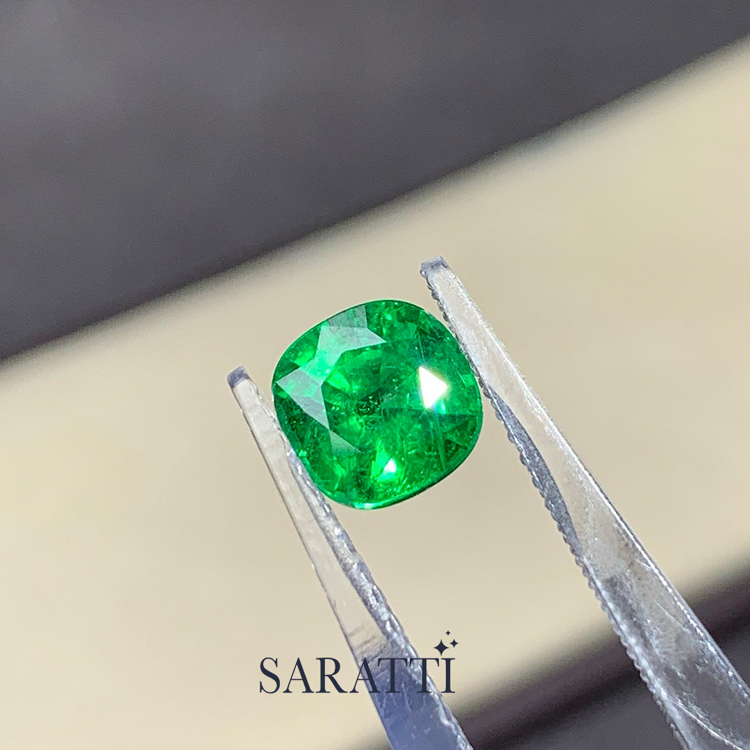 Vivid Green Cushion Tsavorite Close Up