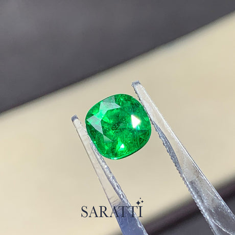 Vivid Green Cushion Tsavorite Close Up