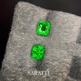 Vivid Green Tsavorite Cushion Pair for Custom Earrings | SARATTI