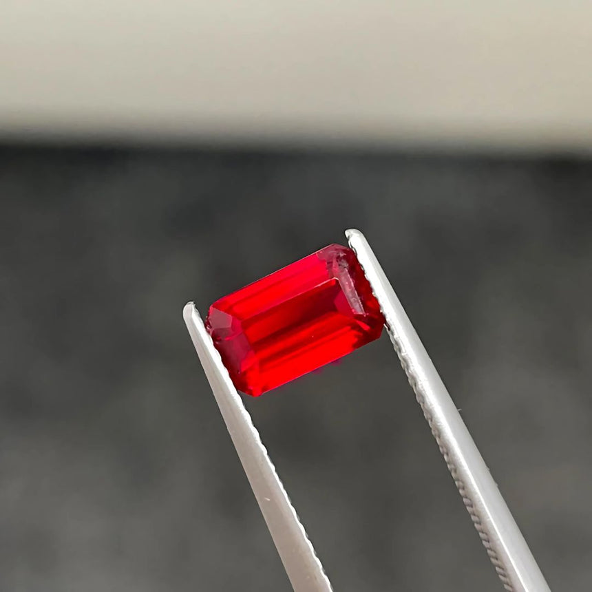 Vivid Red Octagonal Cut Ruby Gem | Saratti