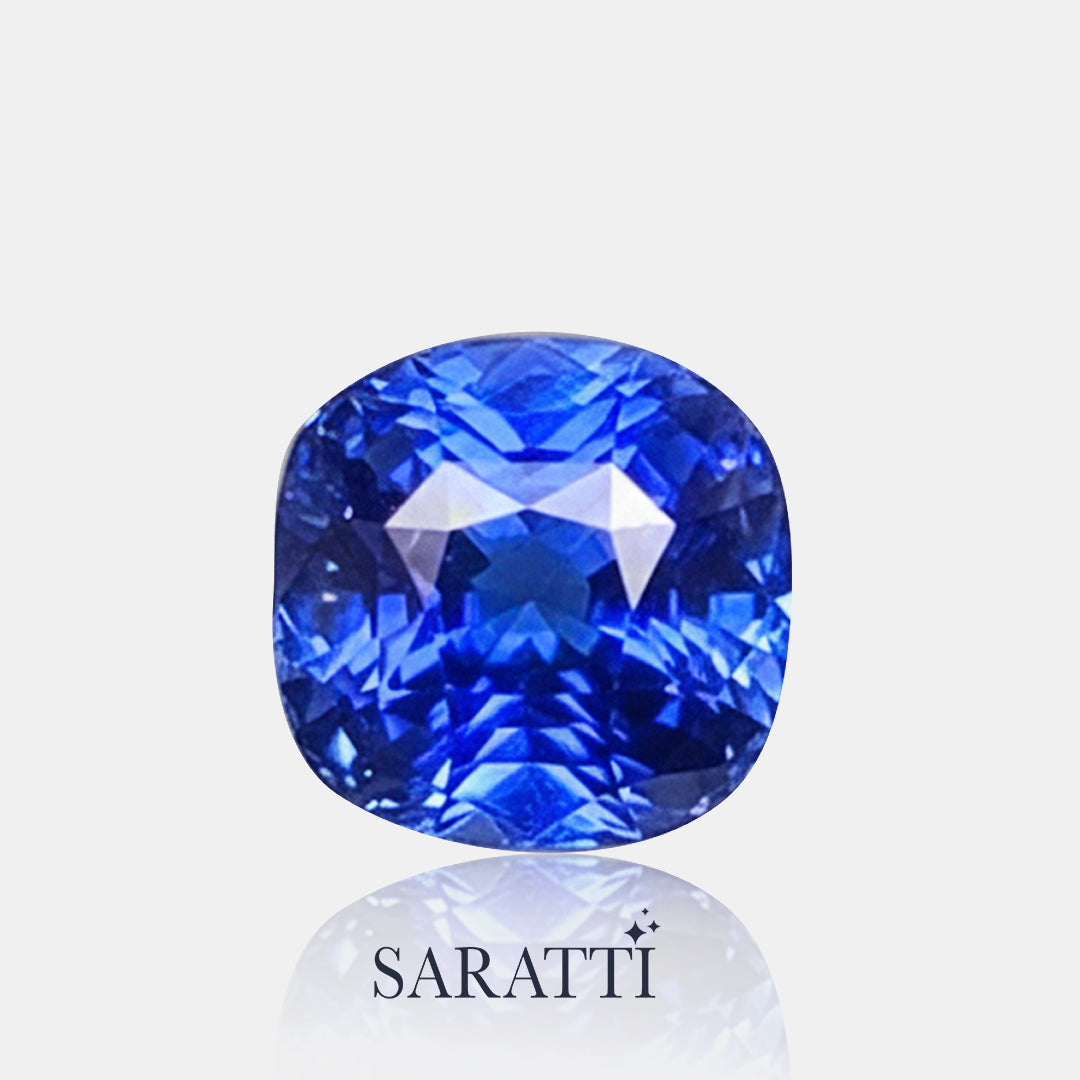 Vivid Royal Blue Natural Sapphire Gemstone Cushion Shape | SARATTI
