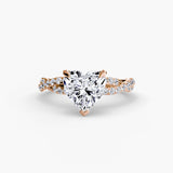 Heart shape twisted infinity pavé engagement ring setting rose gold | SARATTI