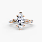 Marquise twisted infinity pavé engagement ring setting rose gold | SARATTI