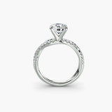 Infinitié twisted pavé solitaire ring setting white gold side profile | SARATTI