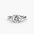 Round three-stone shoulder engagement ring setting platinum | SARATTI