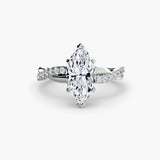 Marquise pavé diamond ring setting white gold | SARATT