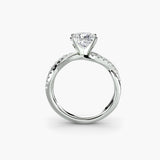 Pavé engagement ring setting white gold side profile | SARATTI