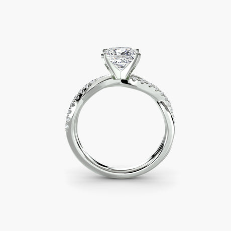 Pavé engagement ring setting white gold side profile | SARATTI