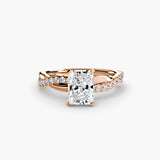 Radiant cut pavé diamond ring setting rose gold | SARATTI