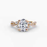 Rose gold ring with a large diamond on a white background - SARATTI