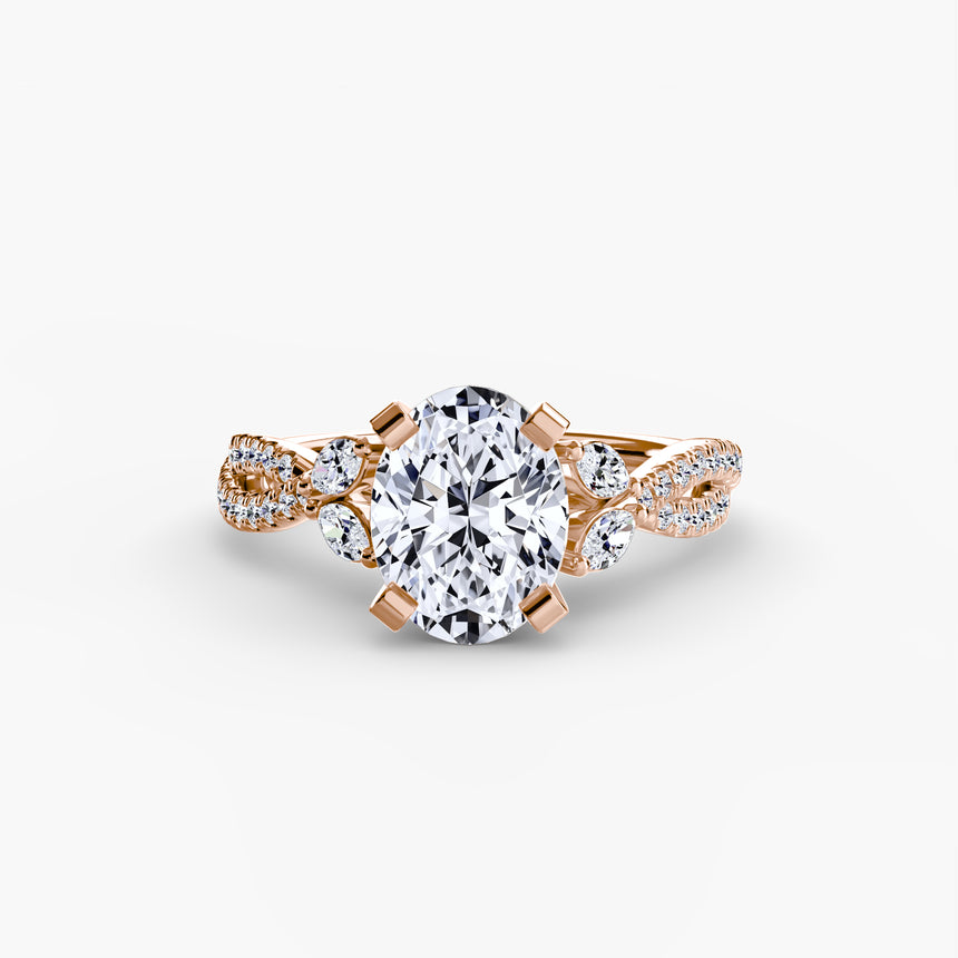 Rose gold ring with a large diamond on a white background - SARATTI