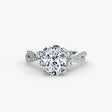 Platinum Lab Diamond Engagement Ring Setting with Twisted Split Shank Design - SARATTI