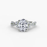Platinum Lab Diamond Engagement Ring Setting with Twisted Split Shank Design - SARATTI
