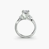Twisted pavé solitaire engagement ring setting white gold side profile | SARATTI