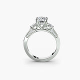 Elan three stone pavé engagement ring setting in yellow gold | SARATTI
