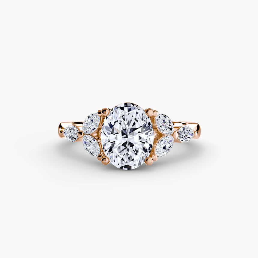 Aurelle shoulder cluster ring setting in rose gold | SARATTI